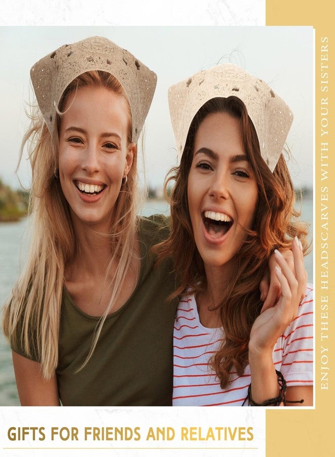Velmitten 3 Pcs Crochet Bandana Headscarf Hair Scarf Headbands for Women Girls Knitted Head Kerchief, Black Beige Khaki - Image 5